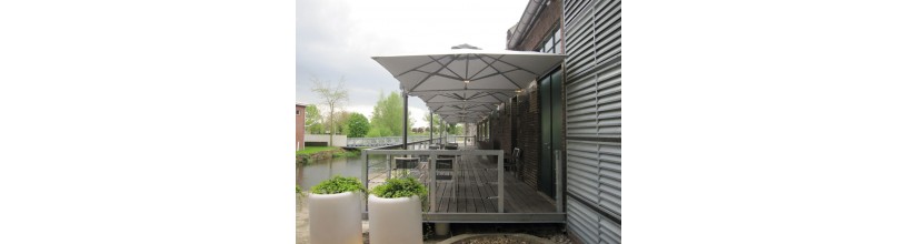 Luxe Duo muurparasol - Compleet met muurbeugels | Gipro Parasols